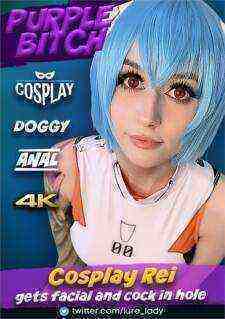 [18+] Cosplay Rei Gets Facial and Cock in Hole