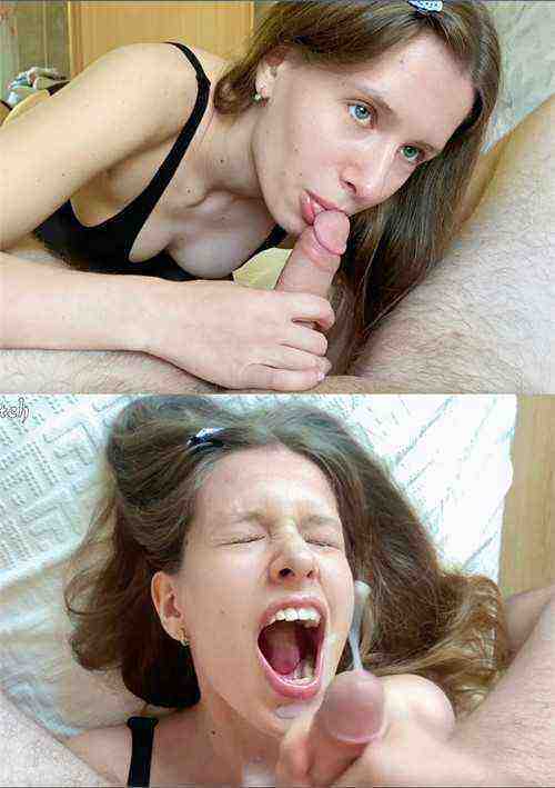 [18+] Facial & Cum Swallow with Pretty College Girl in Bodystockings