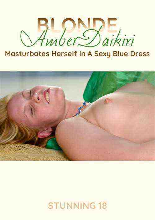 [18+] Blonde Amber Daikiri Masturbates Herself in a Sexy Blue Dress